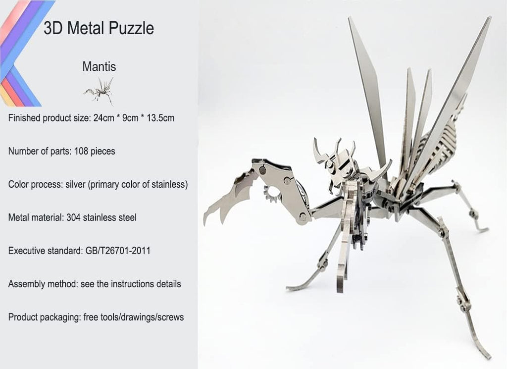 3D Metal Puzzles for Adults,Mechanical Mantis 3D Puzzles