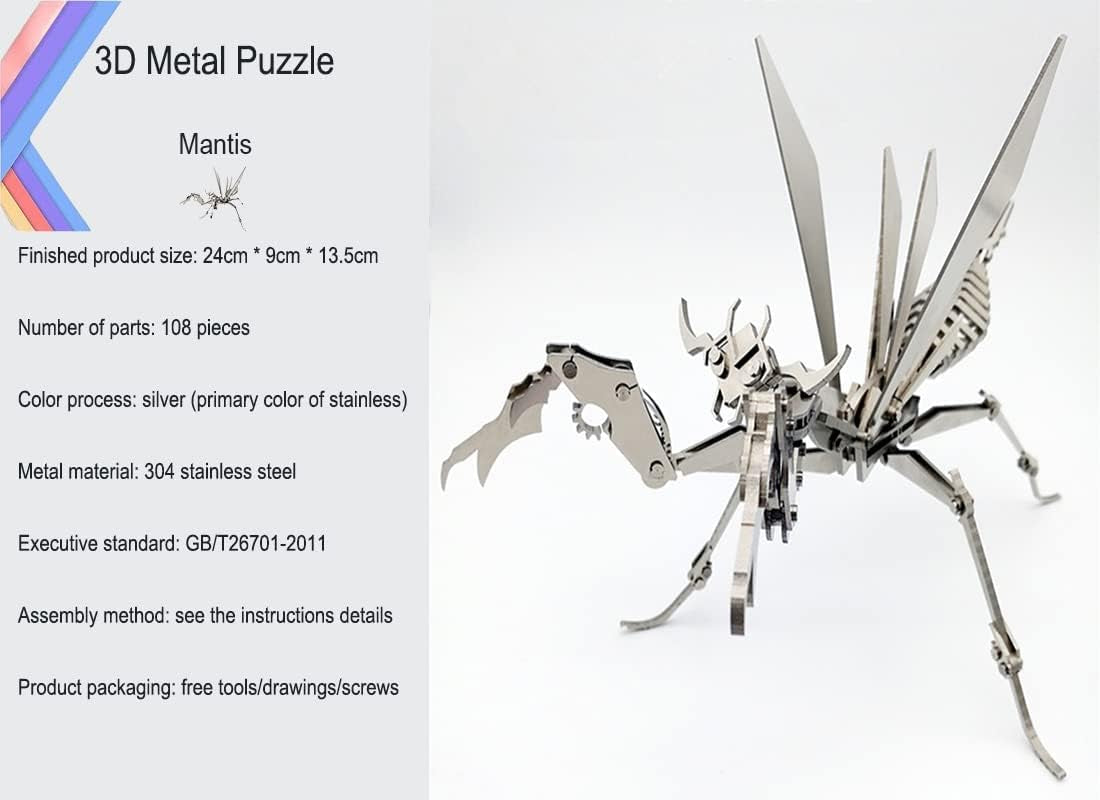 3D Metal Puzzles for Adults,Mechanical Mantis 3D Puzzles
