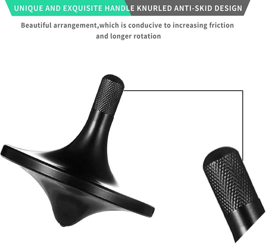 Stainless Steel Spinning Top - Premium EDC Fidget Toy (Black, Small)