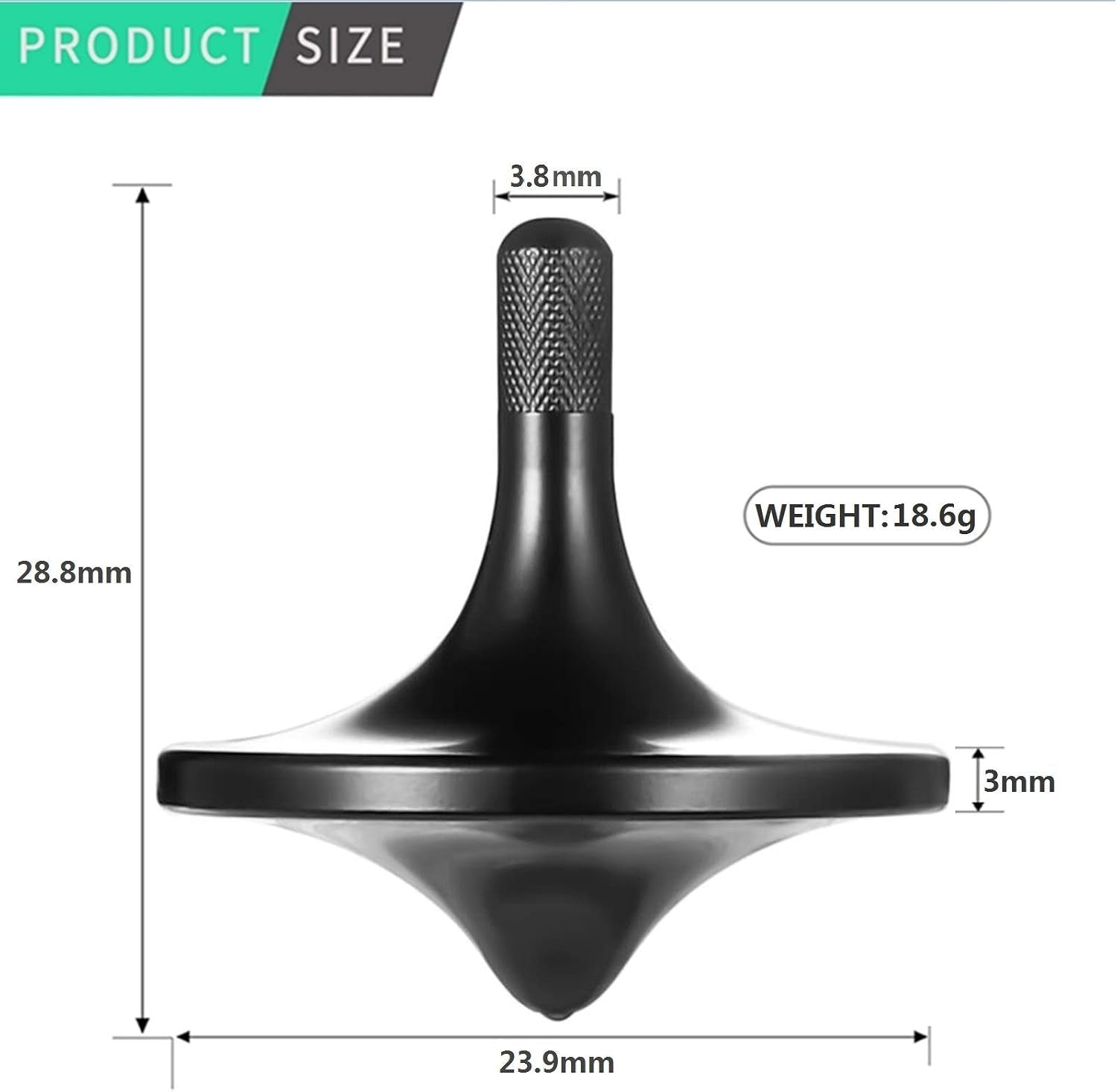 Stainless Steel Spinning Top - Premium EDC Fidget Toy (Black, Small)