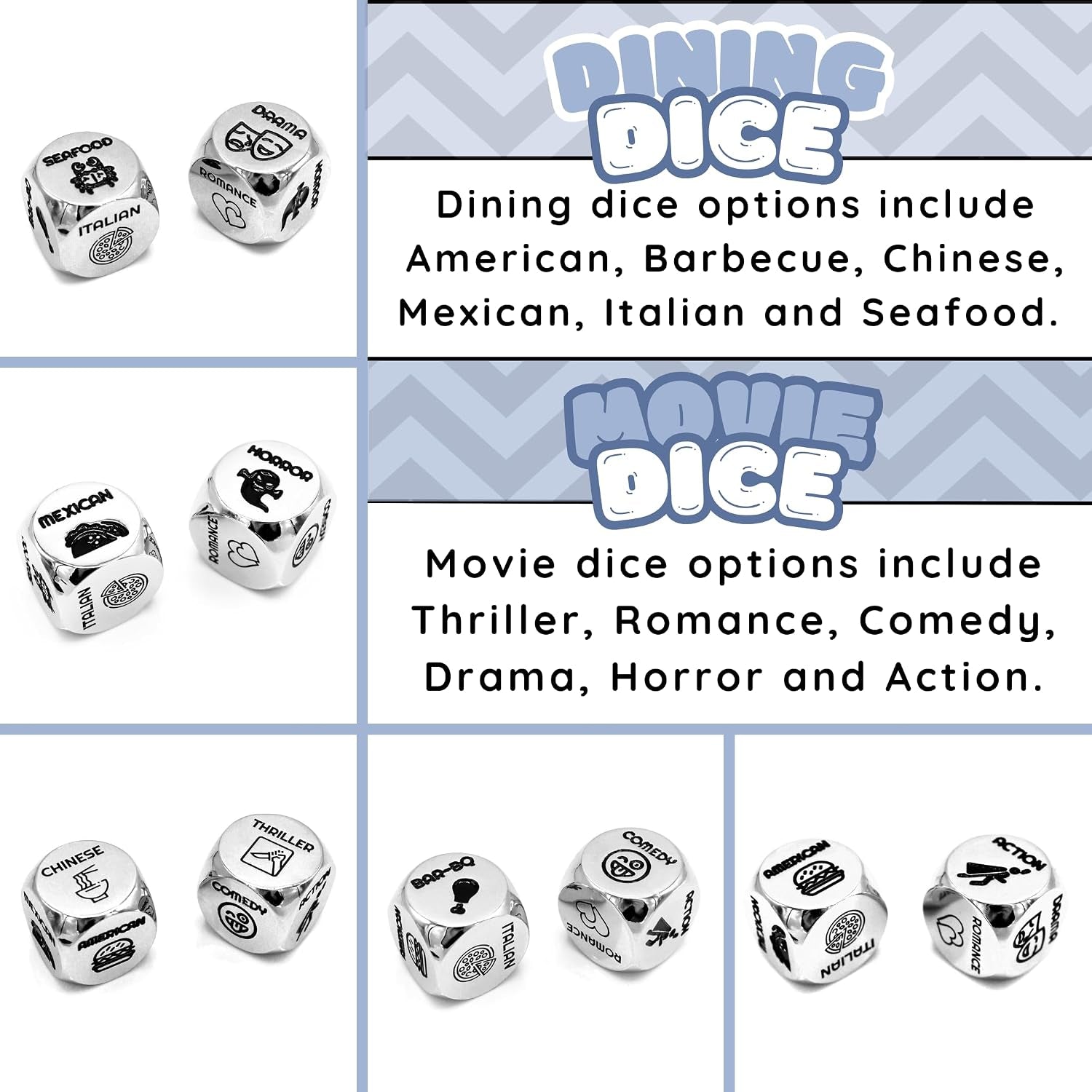 Dinner and Movie Dice, Date Night Decider & Couples Gift